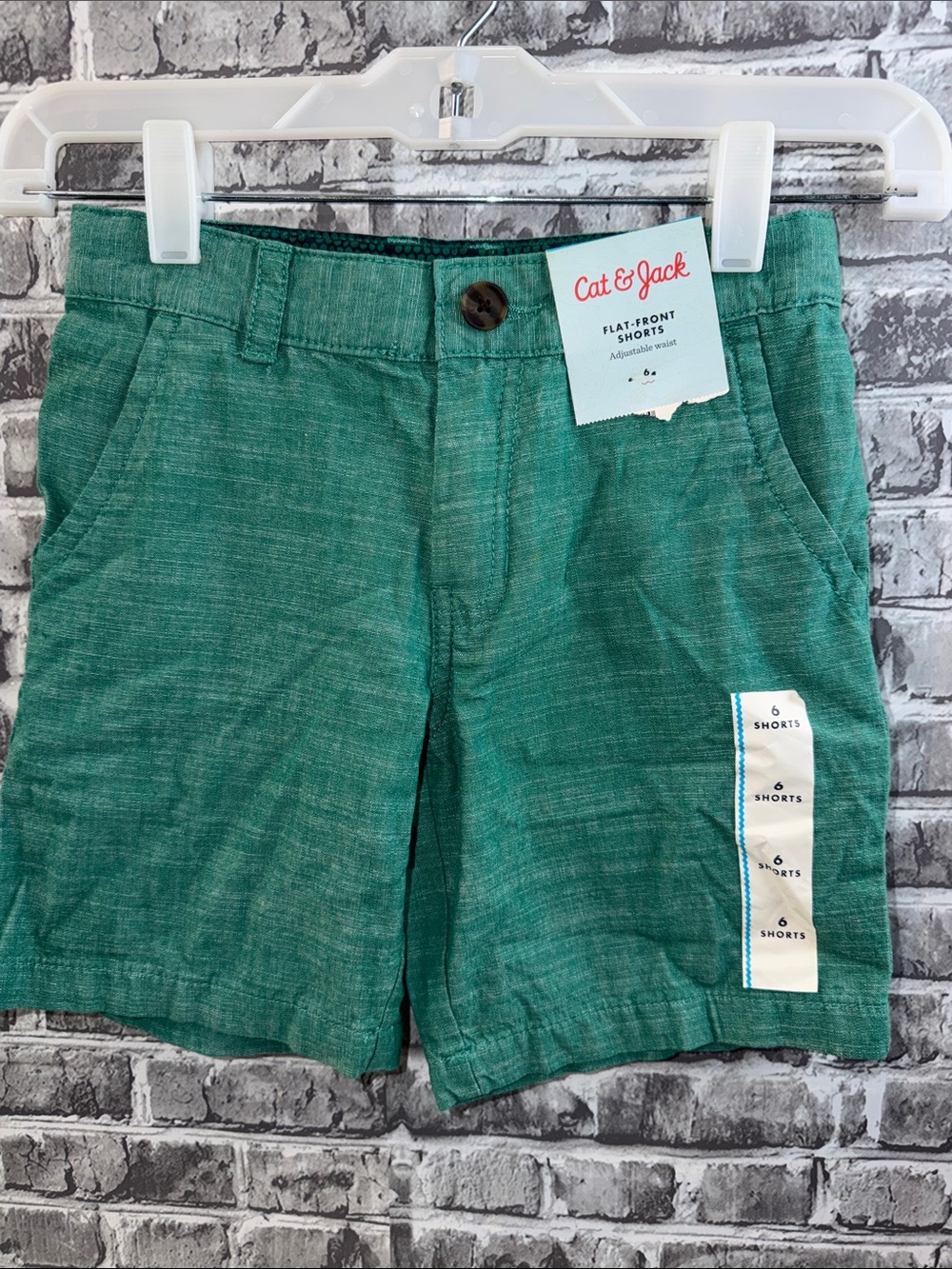 NWT Cat & Jack Teal Green Boys' Flat-Front Shorts